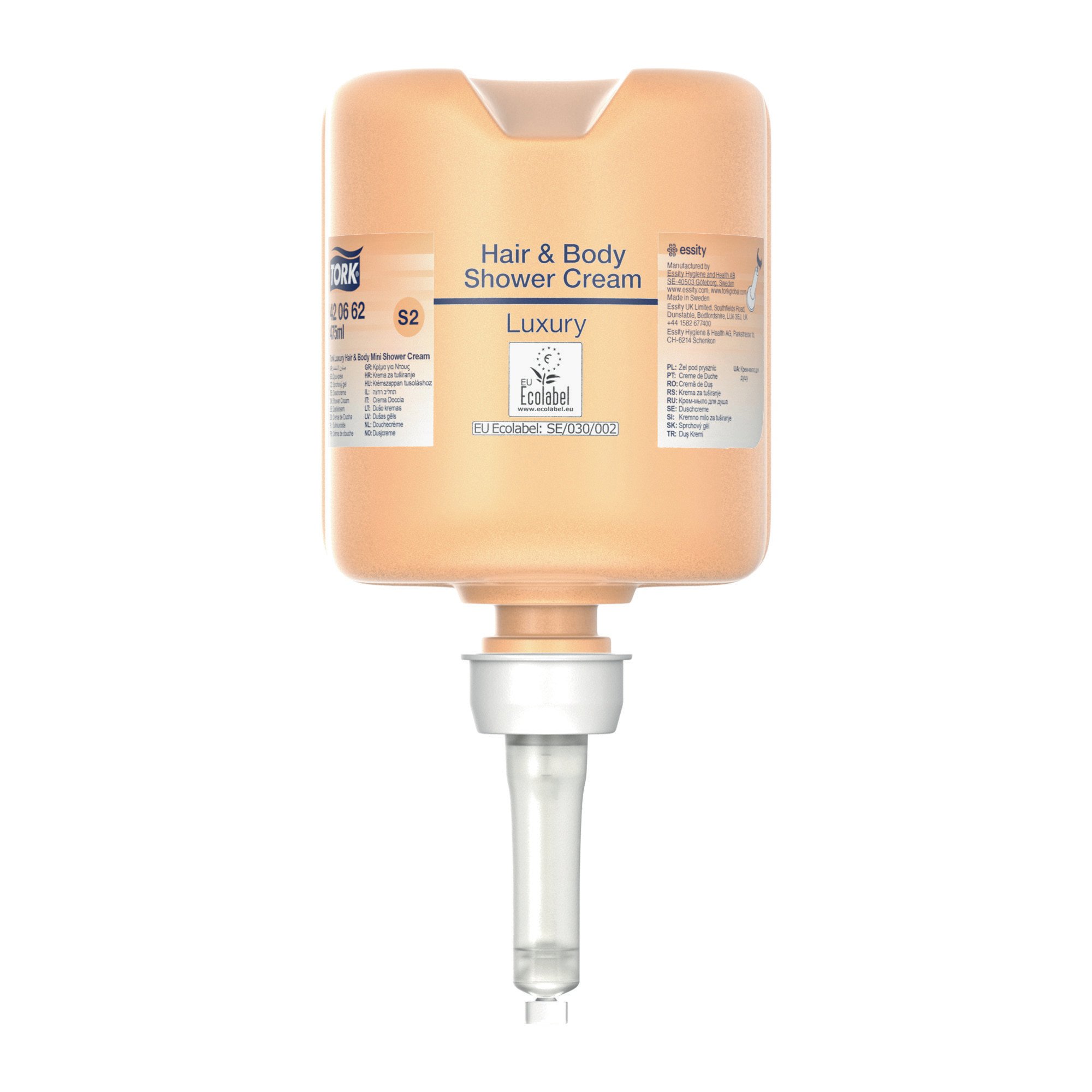 Tork Luxe Hair &amp; Body Mini Vloeibare Douchezeep Argan Vanilla 475ml/flacon 8st/doos