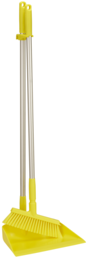 Vikan – Hygiene Combinatieset – Stofblik 330mm – Met Medium Veger Met Steel – Geel