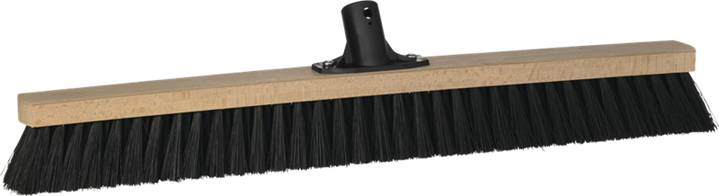 Vikan – Classic blank houten veger – Medium vezels – Met steelaansluiting – 620mm – Zwart