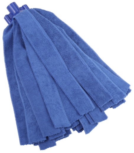 Vikan – Microfibre draadmop, 200 gram, microvezel stroken, met schroefdraadaansluiting, blauw, p/st