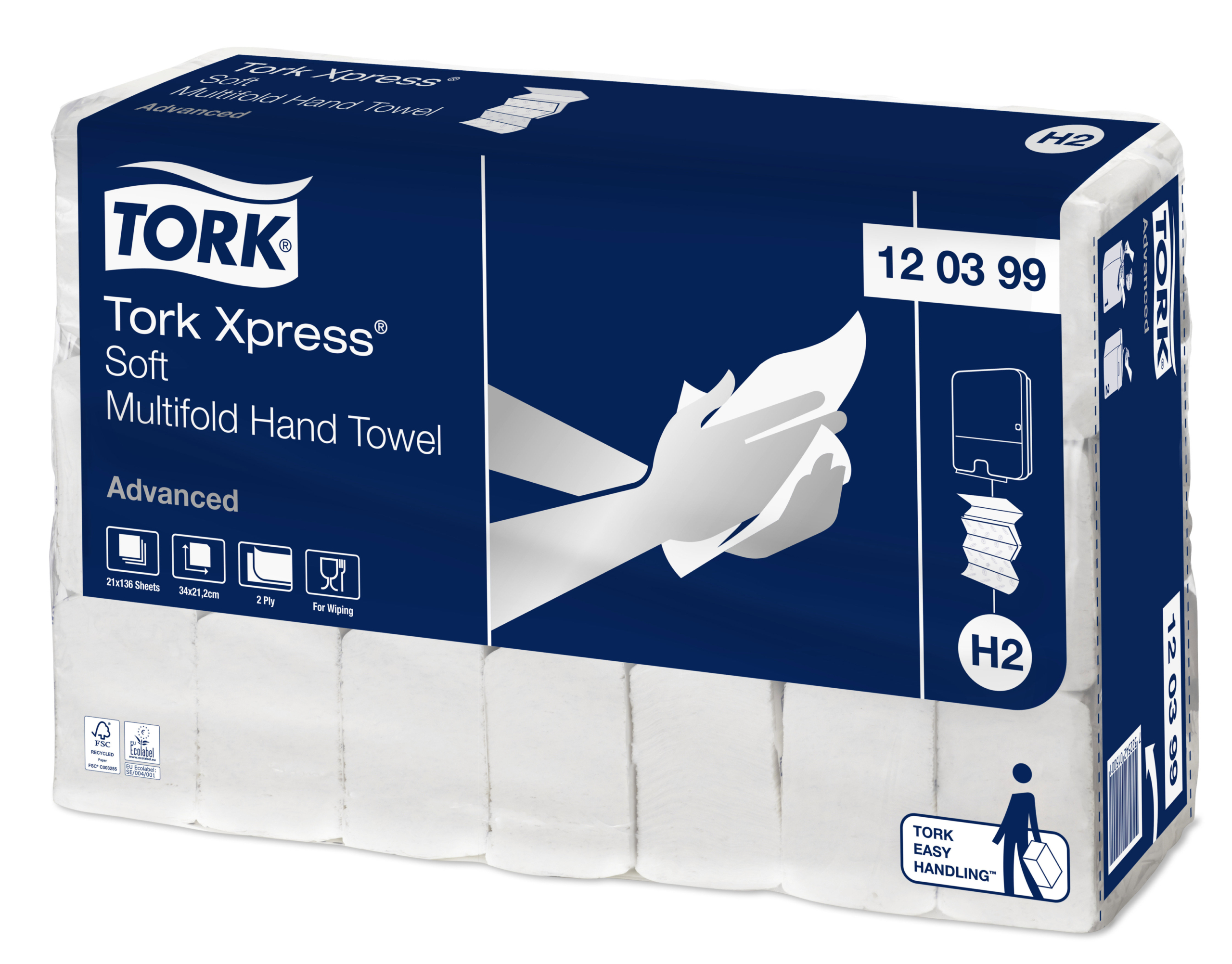 Tork Xpress® Zachte Multifold Handdoek Advanced Recycled 2-laags wit