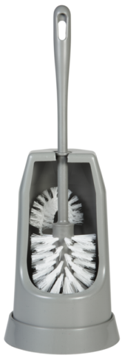 Vikan – Classic – Toiletborstel – Met randborstel en ronde houder – 400mm – Grijs – Medium vezels – p/st