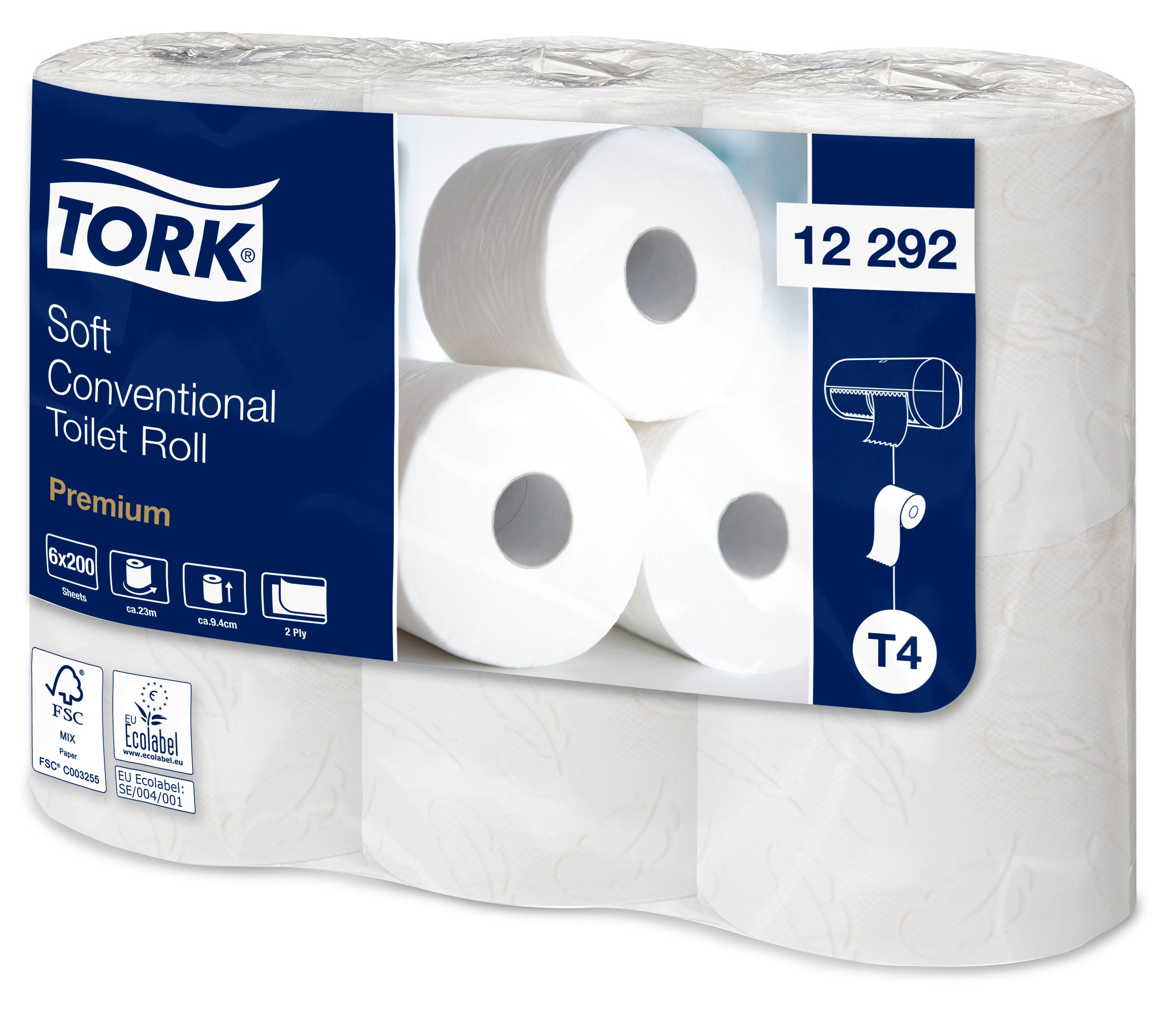 Tork Premium – Toiletpapier – 2-laags – Zacht – Traditioneel – 23mtr/9,4cm – 200vel/rol – 8x6rol – 48rol/pak