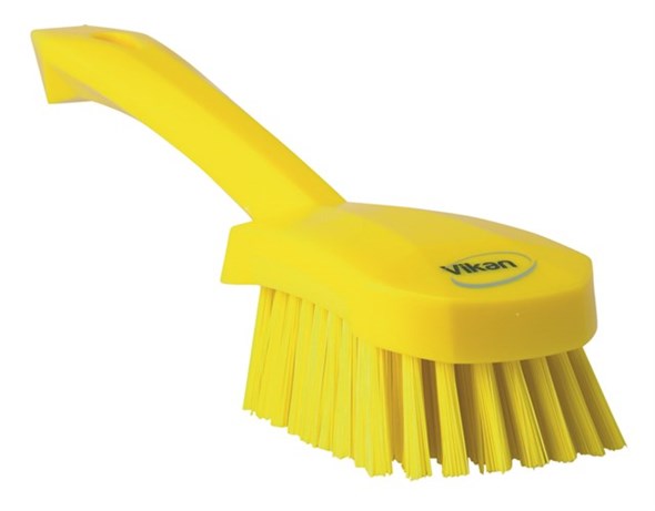 Vikan – Hygiene – Afwasborstel – Met korte steel – Harde vezels – Geel