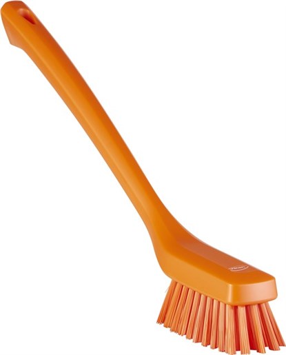 Vikan – Hygiene – Smalle borstel – Lange steel – Harde vezels – Oranje