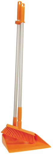 Vikan – Hygiene Combinatieset – Stofblik 330mm – Met Medium Veger Met Steel – Oranje