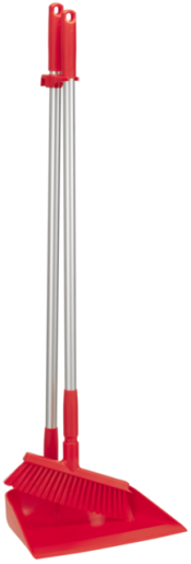 Vikan – Hygiene Combinatieset – Stofblik 330mm – Met Medium Veger Met Steel – Rood