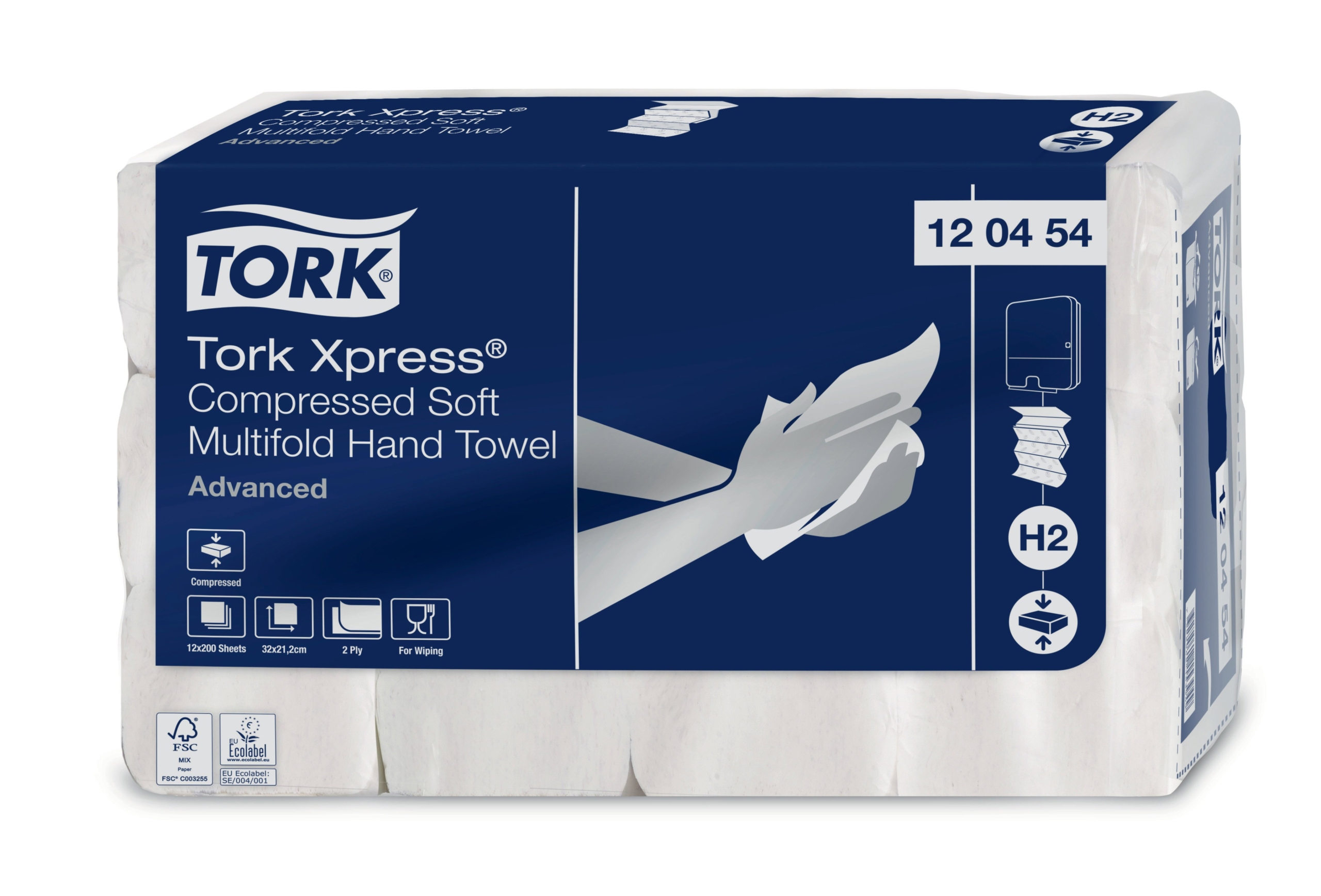 Tork Xpress® Gecomprimeerde Zachte Multifold Handdoek Advanced 2-laags wit 12x200st(2.400)/doos