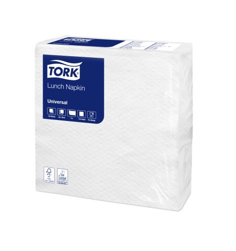 Tork Lunchservet – Universal – 30x30cm – 1/4-vouw – 1-laags – Wit