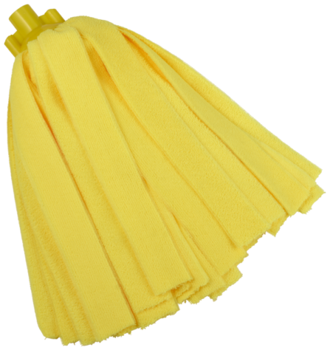 Vikan – Microfibre draadmop, 200 gram, microvezel stroken, met schroefdraadaansluiting, geel, p/st