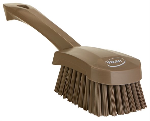 Vikan – Hygiene afwasborstel – Met korte steel – Harde vezels – 270mm – Bruin