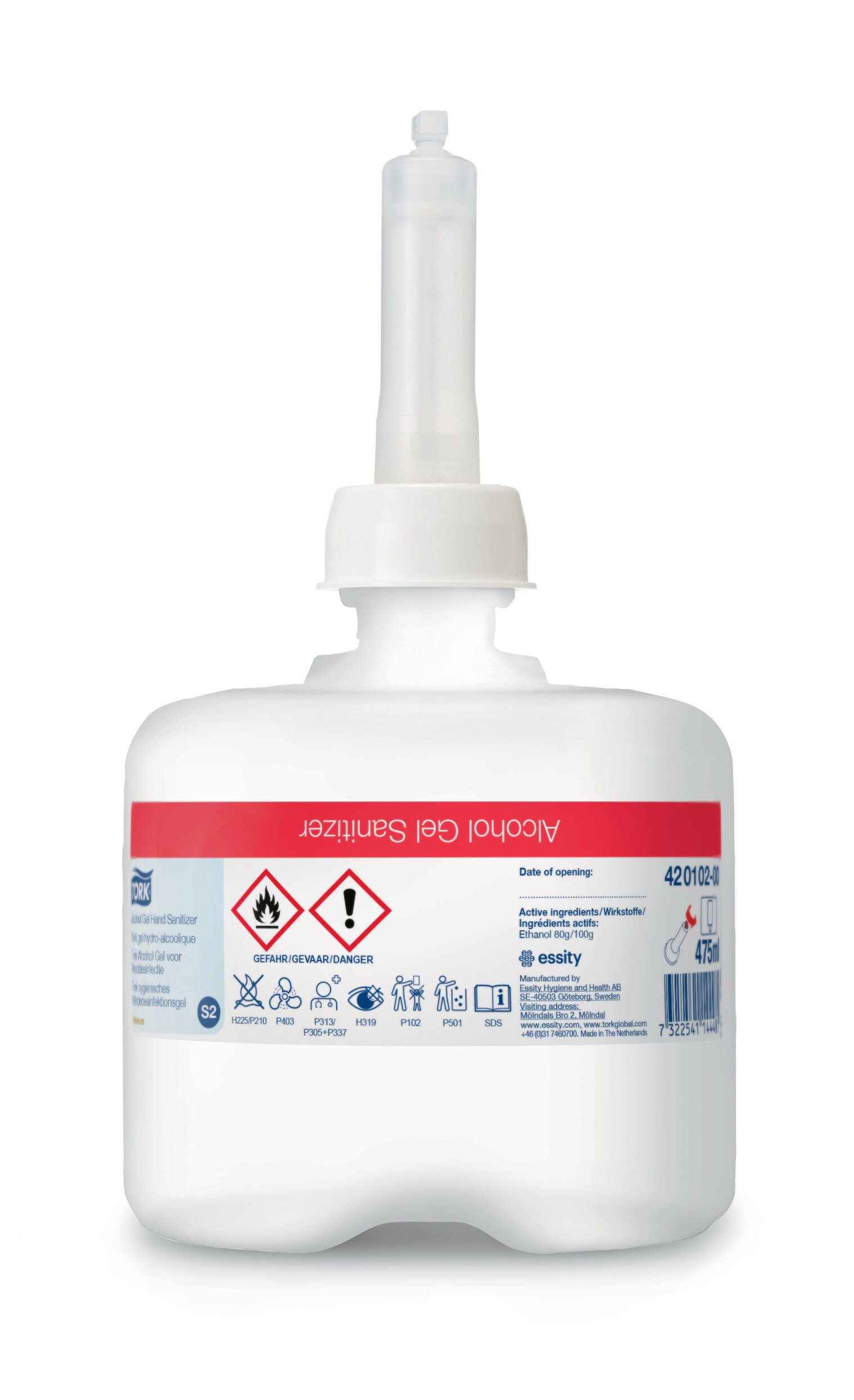 Tork Alcohol Gel – Mini – Voor Handdesinfectie – 475ml – Transparant – 6st/doos