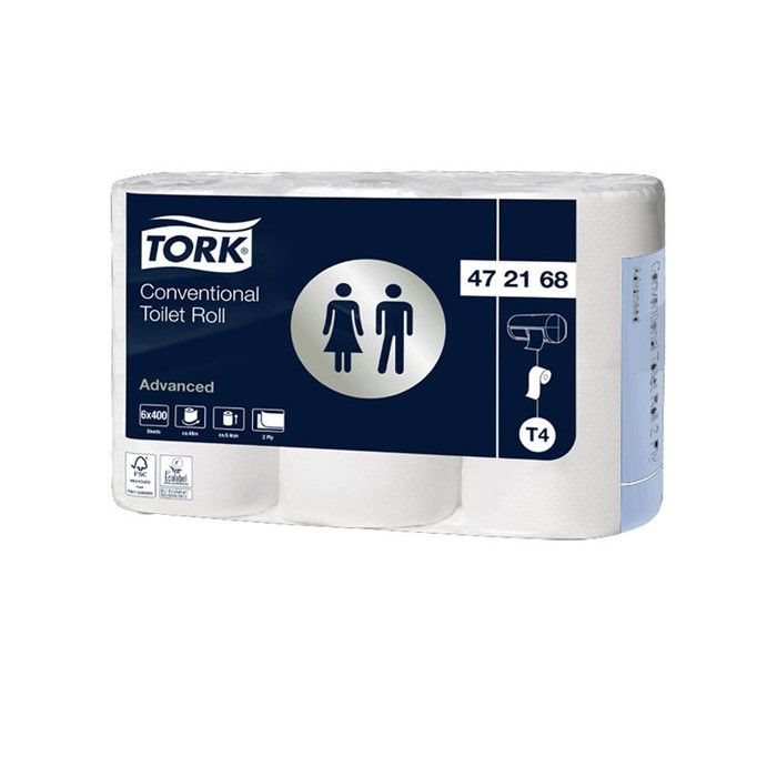 Tork Advanced – Toiletpapier – 2-laags – Traditioneel – 47,6mtr/9,4cm – 400vel/rol – 7x6rol – 42rol/pak