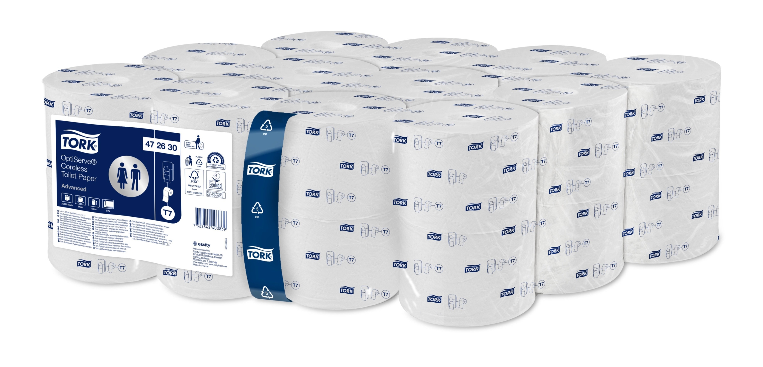 Tork Optiserve® Hulsloos Toiletpapier Advanced 2-laags wit 24rol/pak