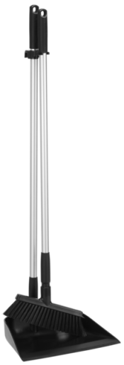 Vikan – Hygiene Combinatieset – Stofblik 330mm – Met Medium Veger Met Steel – Zwart