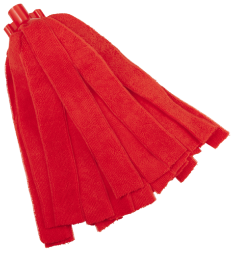 Vikan – Microfibre draadmop, 200 gram, microvezel stroken, met schroefdraadaansluiting, rood, p/st