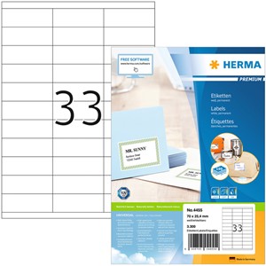 Etiket HERMA 4455 70×25.4mm premium wit 3300stuks