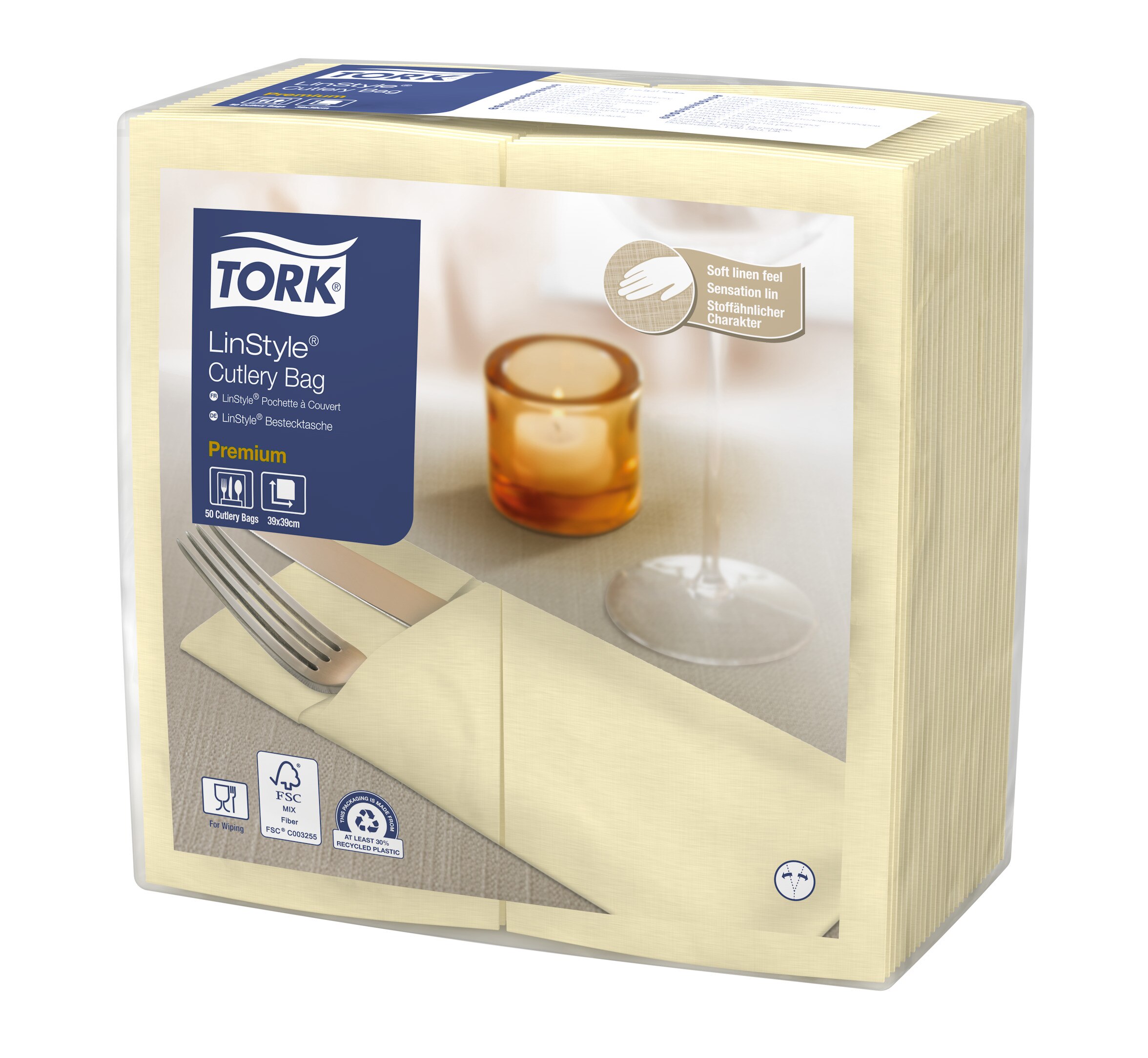 Tork Linstyle® Bestekzakje met servet, champagne, 700st/doos