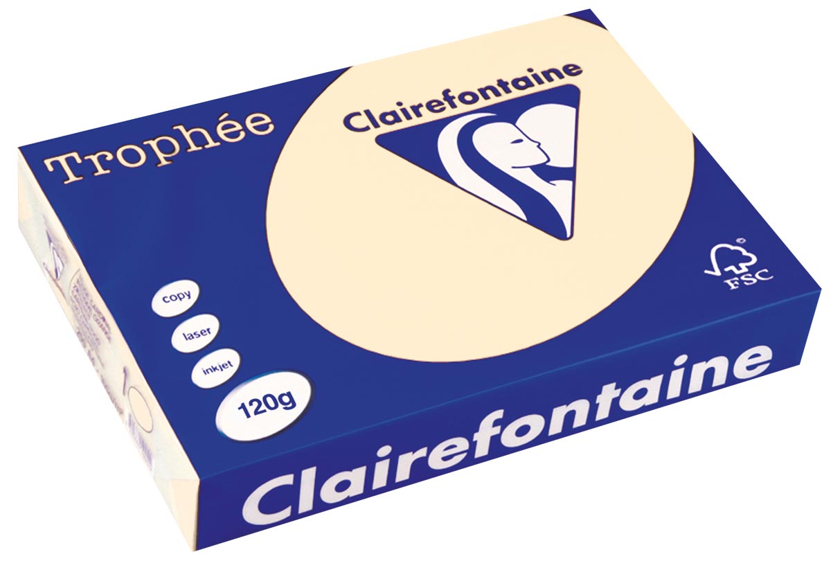 Clairefontaine Trophée Pastel, gekleurd papier, A4, 120 g, 250 vel, crème