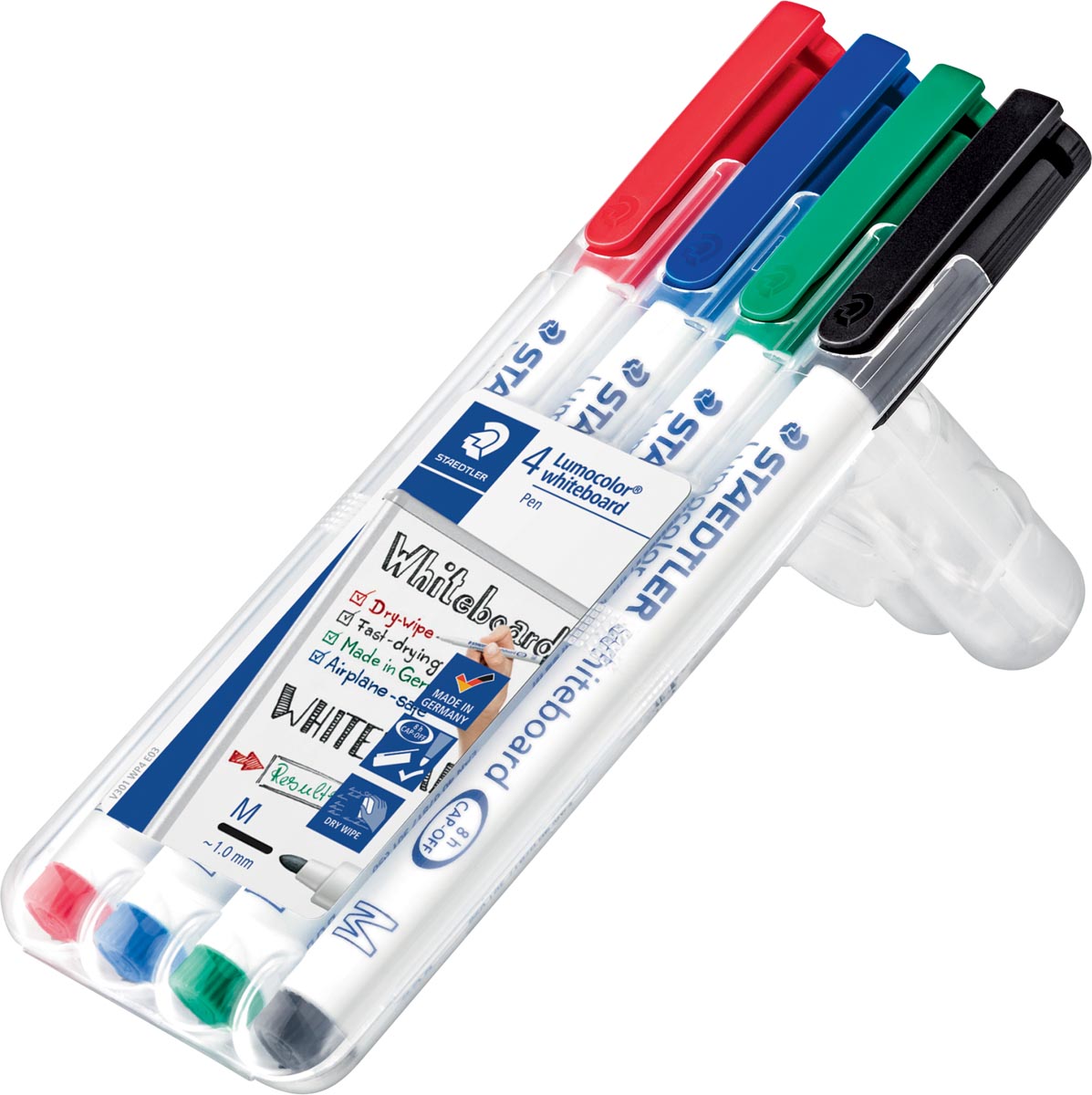 Staedtler whiteboard pen Lumocolor Pen, opstelbare box met 4 stuks in geassorteerde kleuren - Afbeelding 2