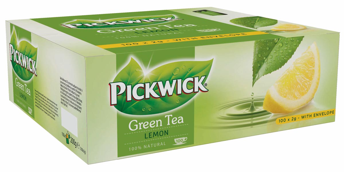 Pickwick thee, green tea lemon, pak van 100 stuks, foto 2 van 3