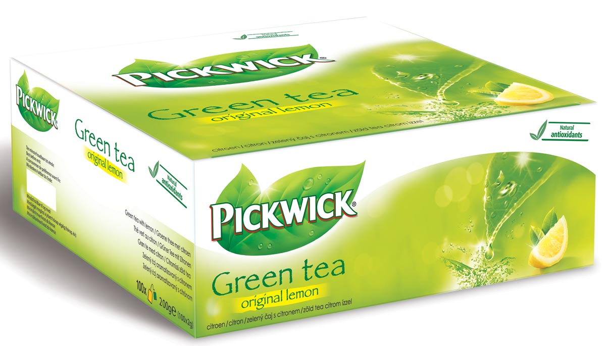 Pickwick thee, green tea lemon, pak van 100 stuks, foto 3 van 3