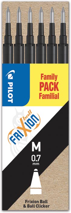 Pilot vulling voor Frixion Ball en Frixion Ball Clicker zwart, etui met 6 stuks