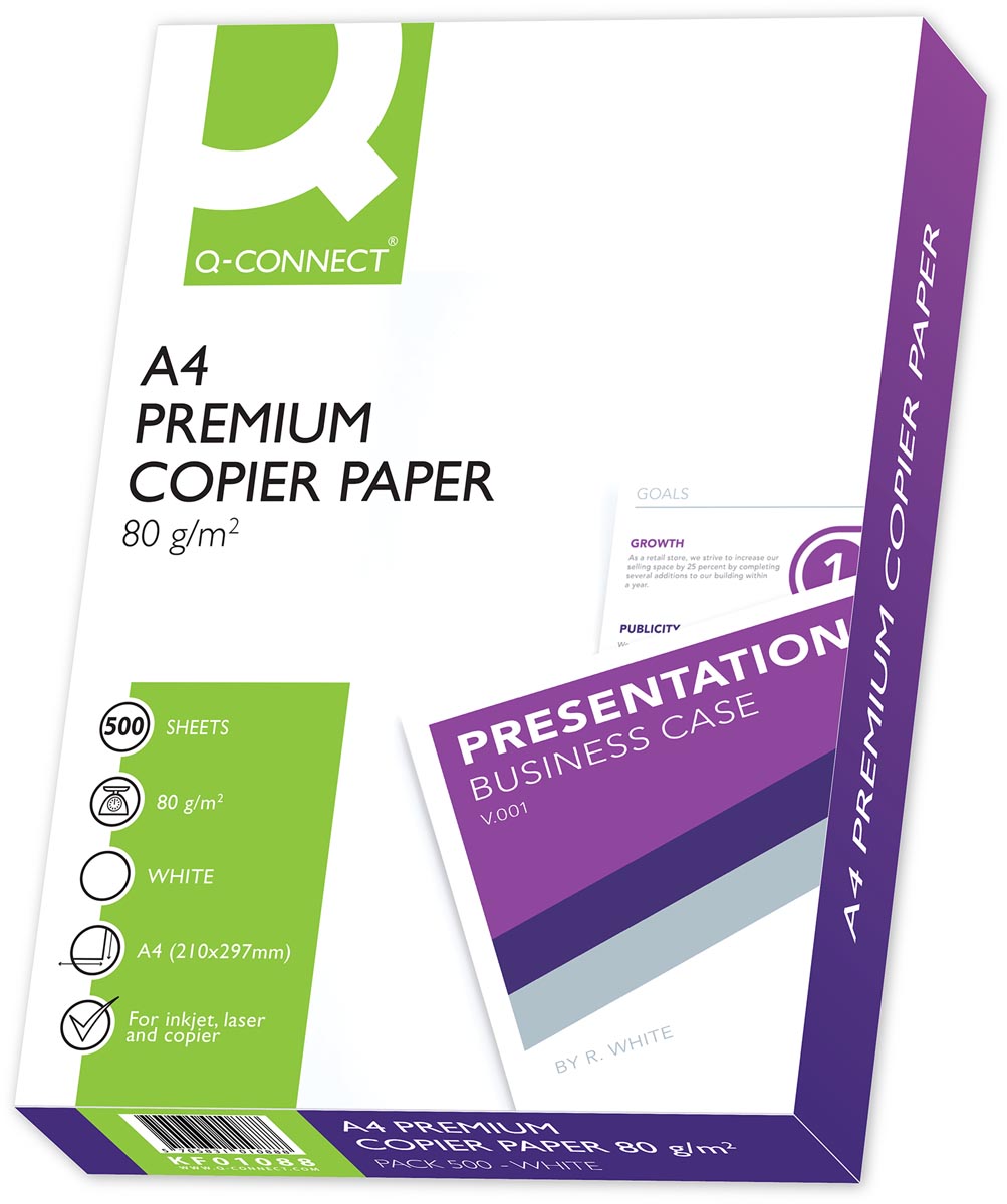 Q-CONNECT Premium kopieerpapier, ft A4, 80 g, pak van 500 vel, wit