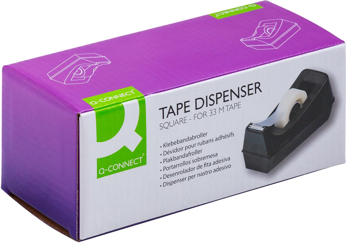 Q-CONNECT plakbandafroller, voor rollen 19 mm x 33 m, zwart, foto 2 van 2