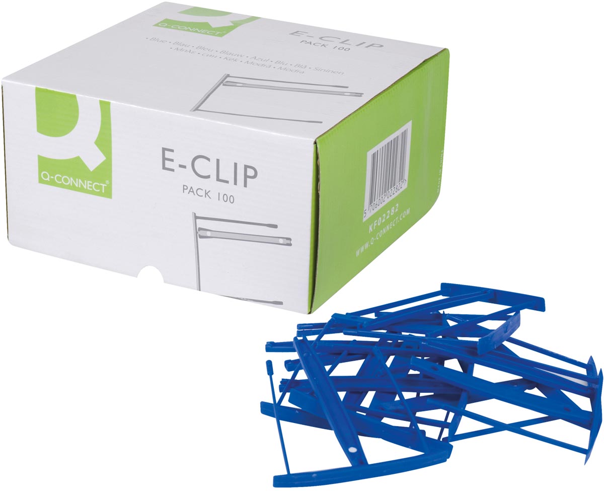 Q-CONNECT archiefbinder E-clip, doos van 100 stuks, blauw - Afbeelding 3