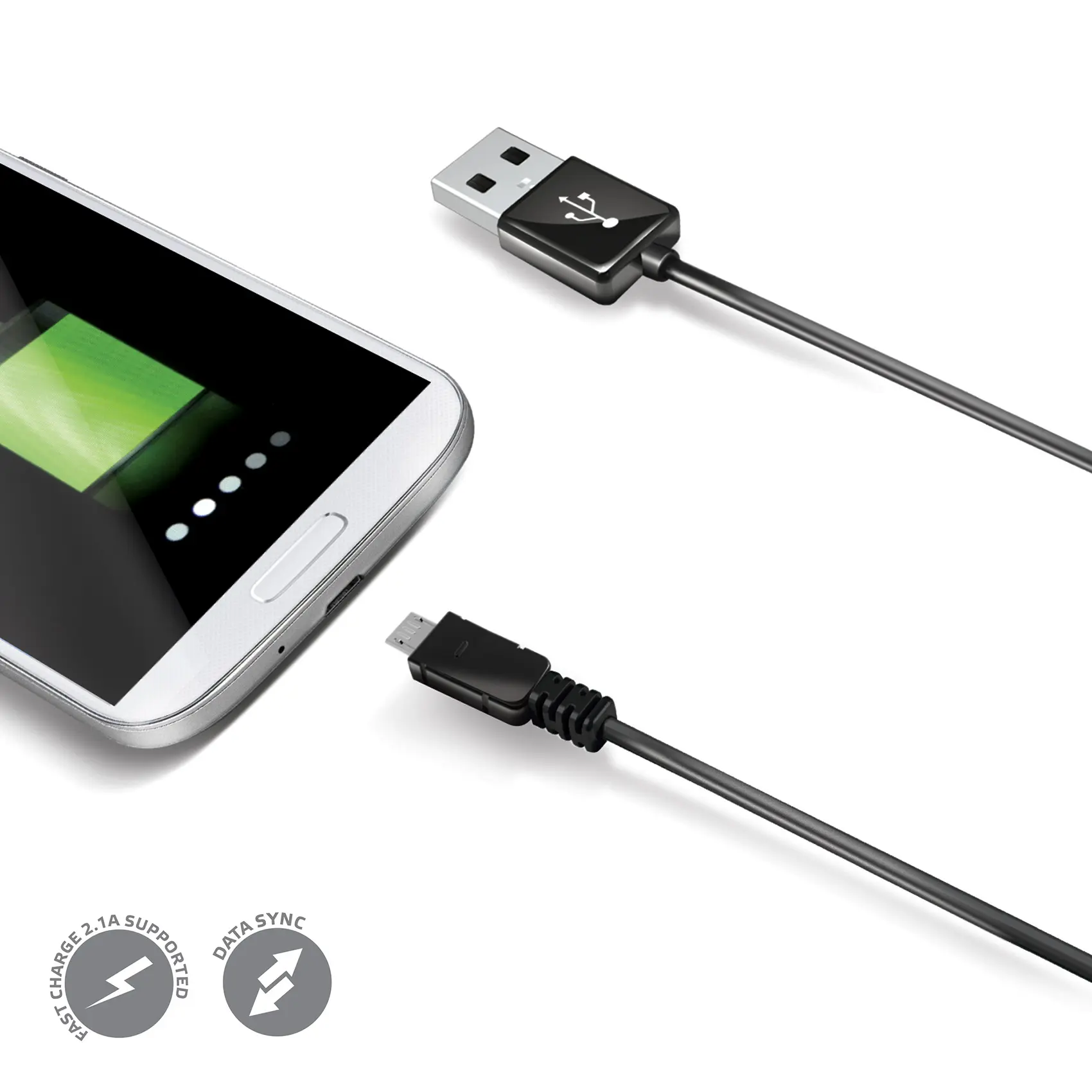 Data-/laadkabel Micro-USB 1m zwart
