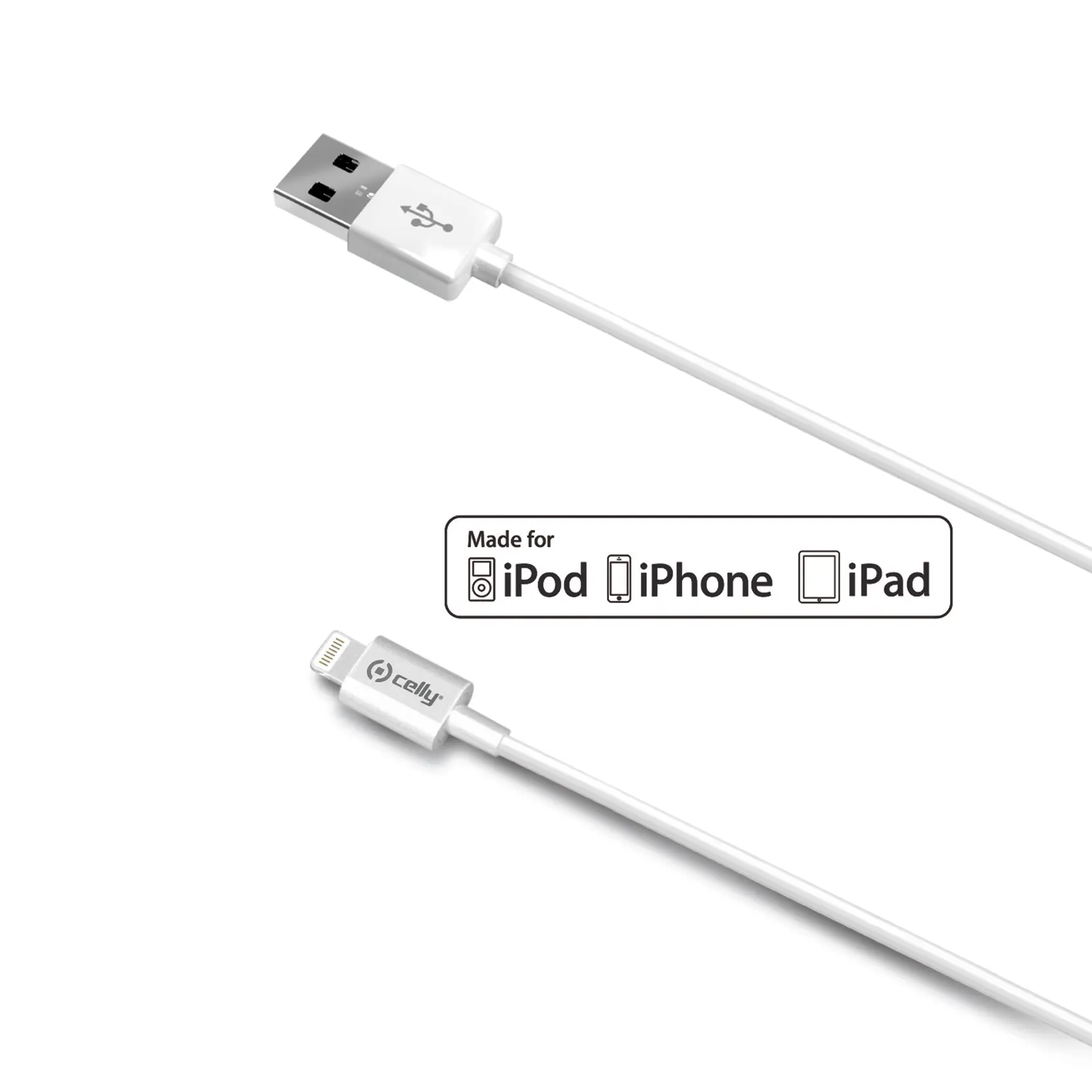 Data-/laadkabel Apple 8-pins MFI 2m wit
