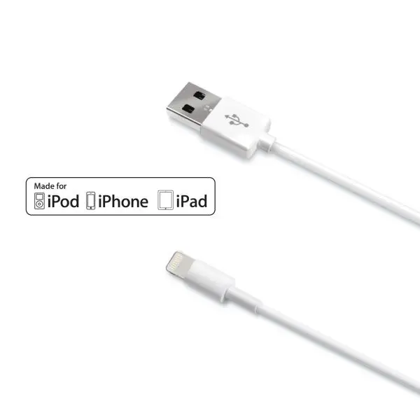 Data-/laadkabel Apple 8-pins MFI 1m wit