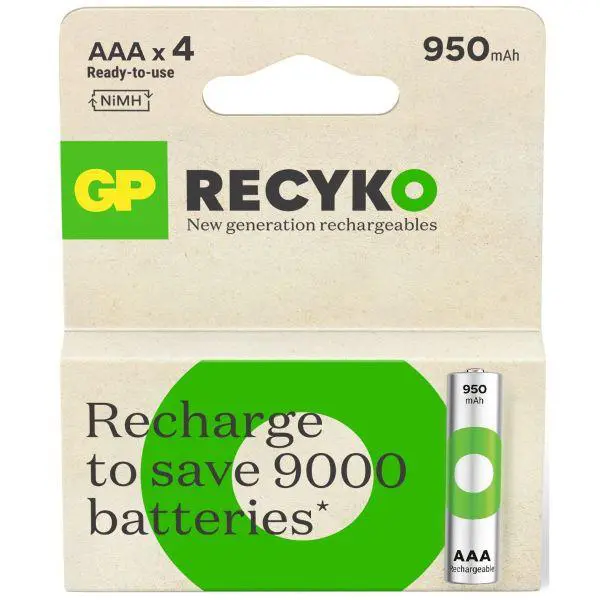 AAA batterij Oplaadbaar GP NiMH 950 mAh ReCyko 1,2V 4 stuks