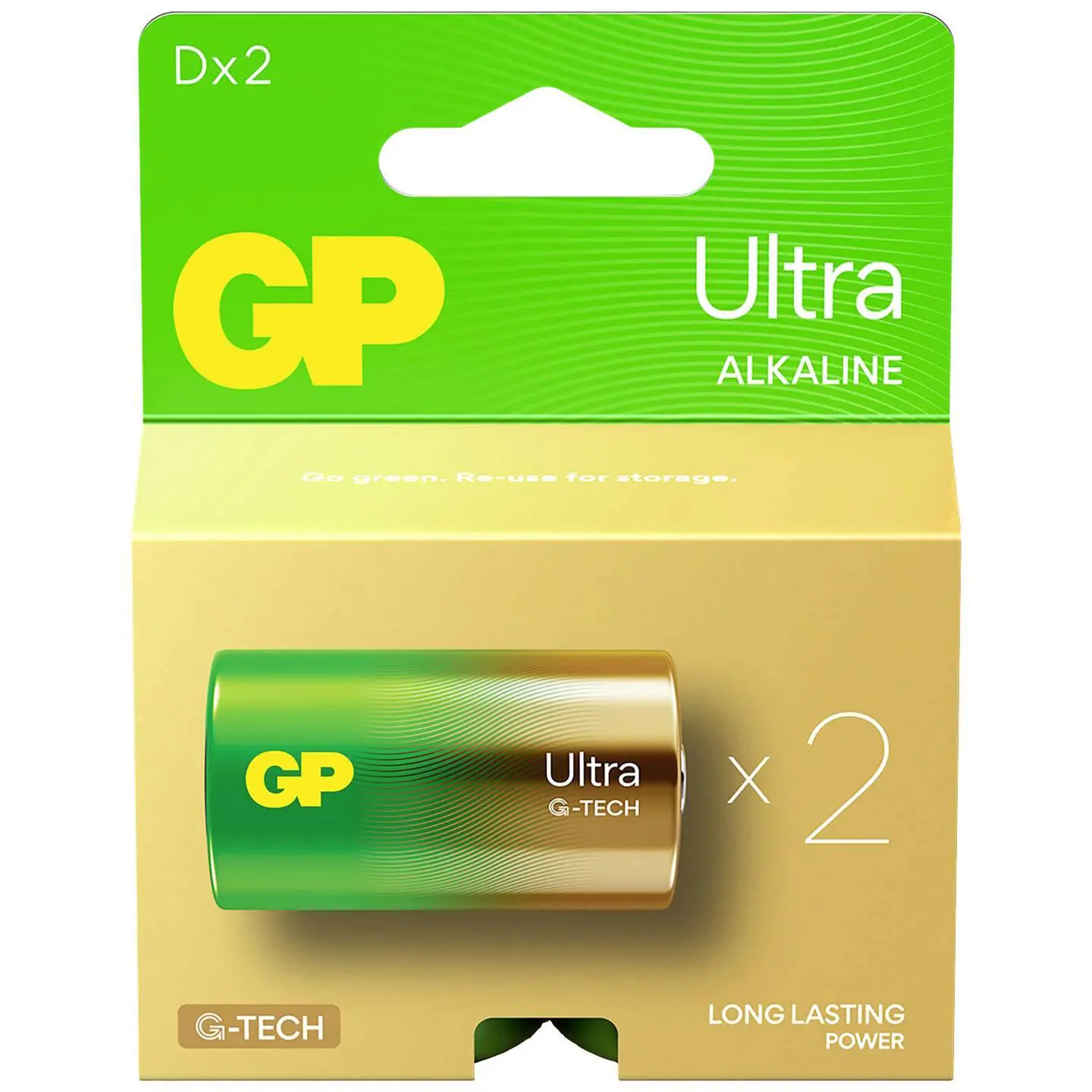 D Mono batterij GP Alkaline Ultra 1,5V 2 stuks