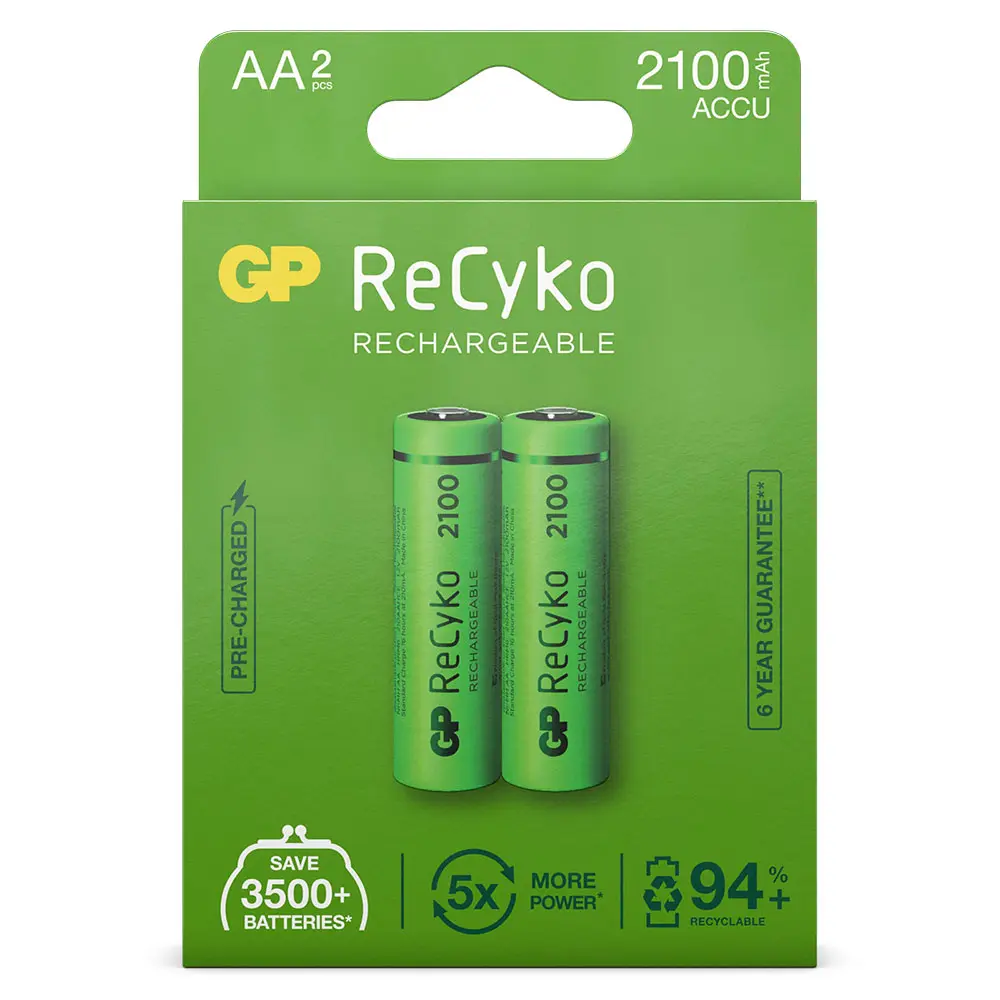 AA batterij Oplaadbaar GP NiMH 2100 mAh ReCyko 1,2V 2 stuks