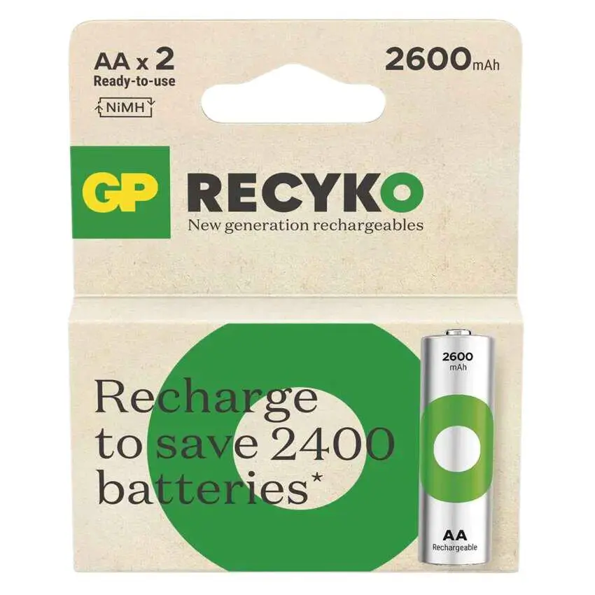 AA batterij Oplaadbaar GP NiMH 2600 mAh ReCyko 1,2V 2 stuks