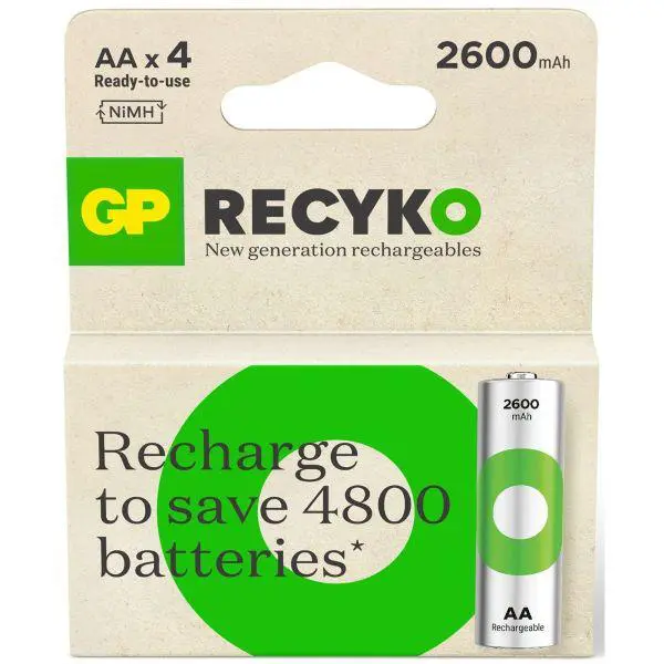 AA batterij Oplaadbaar GP NiMH 2600 mAh ReCyko 1,2V 4 stuks