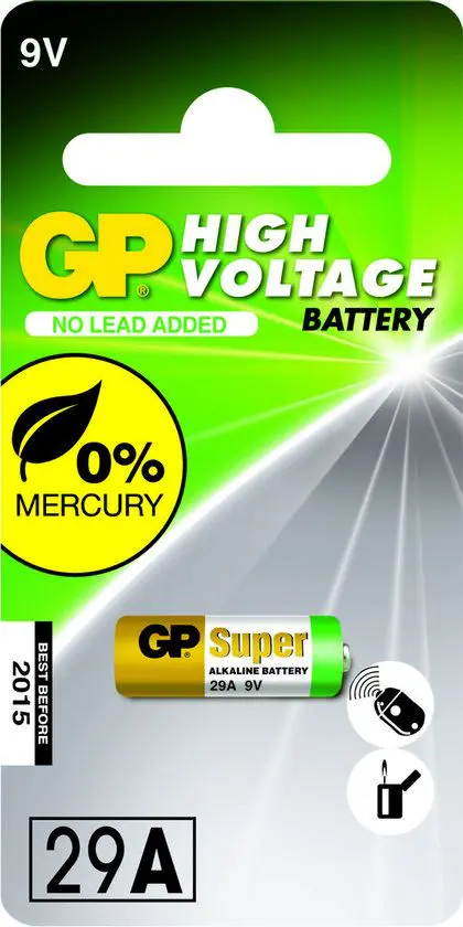 29A GP Alkaline rondcel hoog voltage 9V 1 stuk