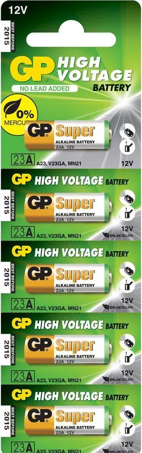 23A GP Alkaline rondcel hoog voltage 12V 5 stuks