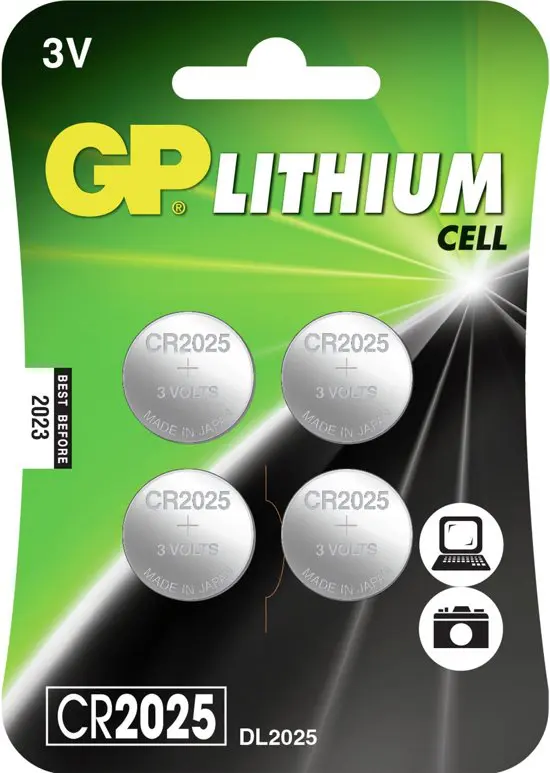 CR2025 GP Lithium knoopcel 3V 4 stuks