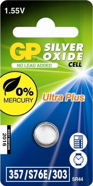 SR44W 357 GP Silver Oxide horlogebatterij 1,55V High drain 1 stuk