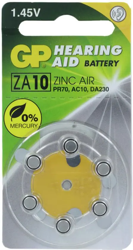 ZA10 GP Zinc Air Hoorapparaat batterij 1,4V 6 stuks