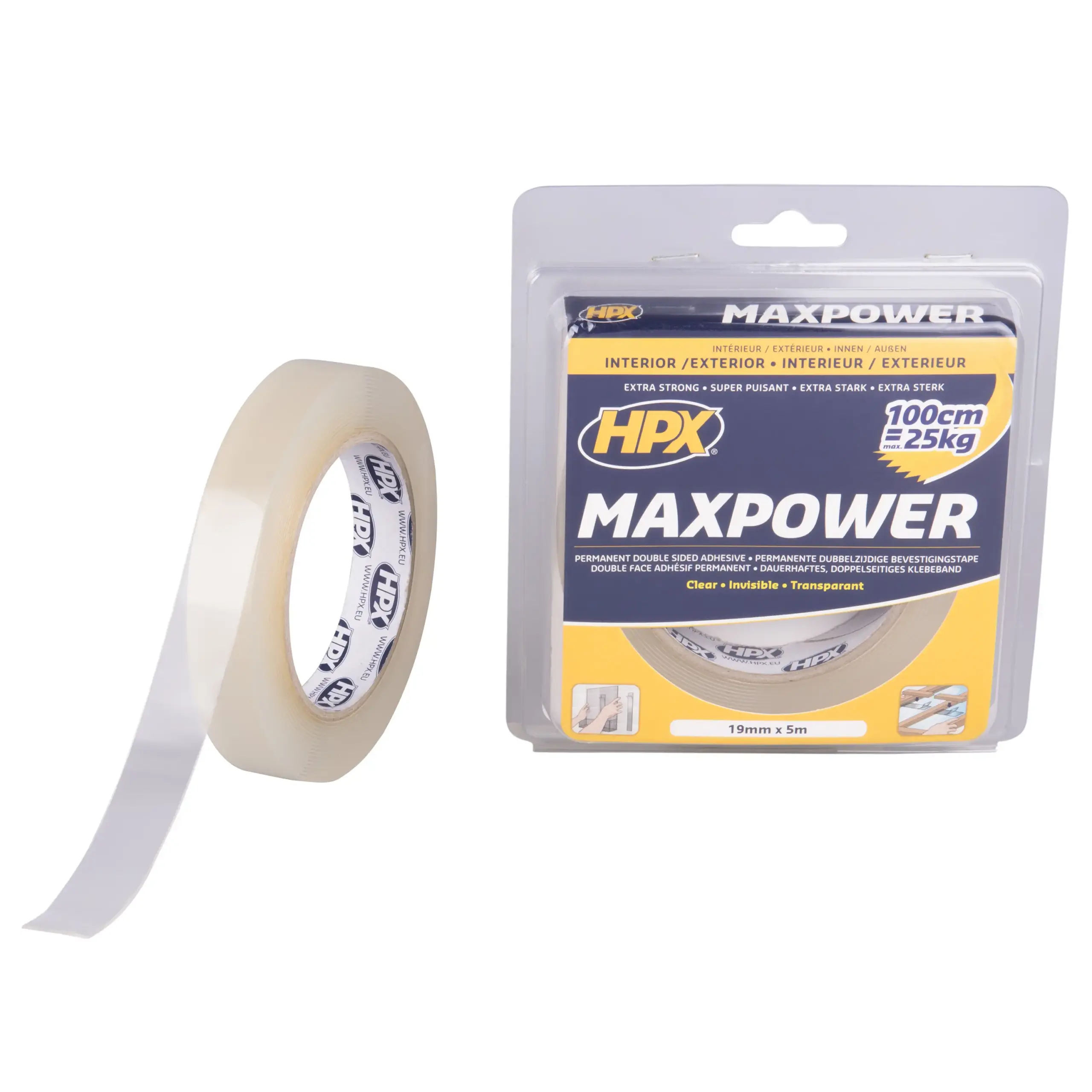 Max Power Transparent bevestigingstape – 19mm x 5m