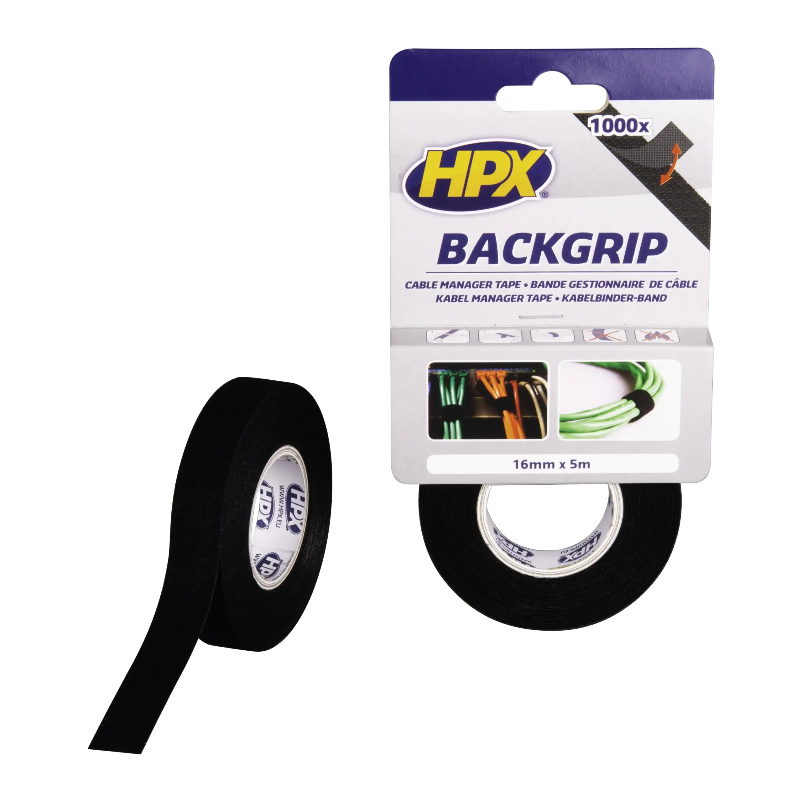 Back grip – zwart 16mm x 5m