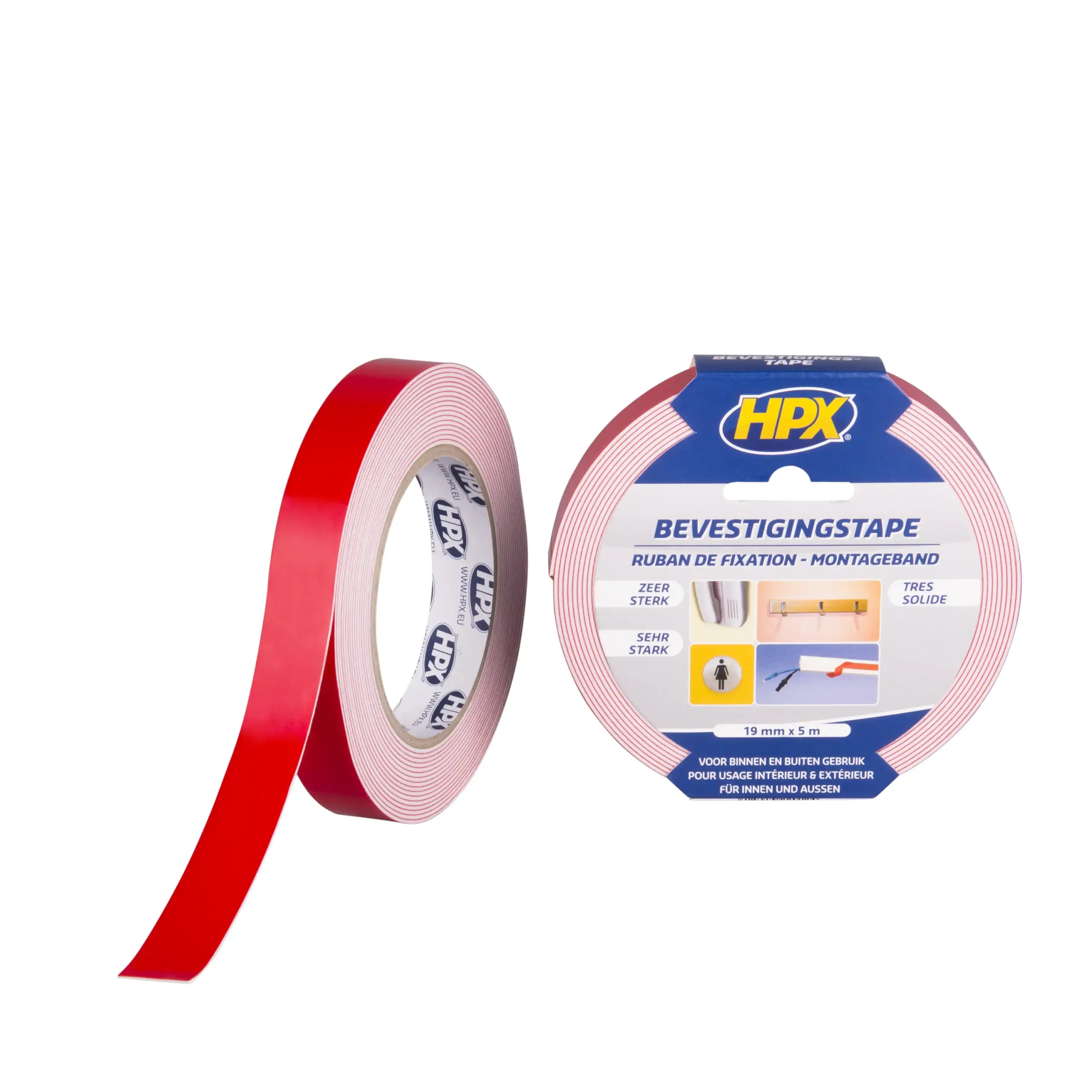 Spiegel bevestigingstape – wit 19mm x 5m