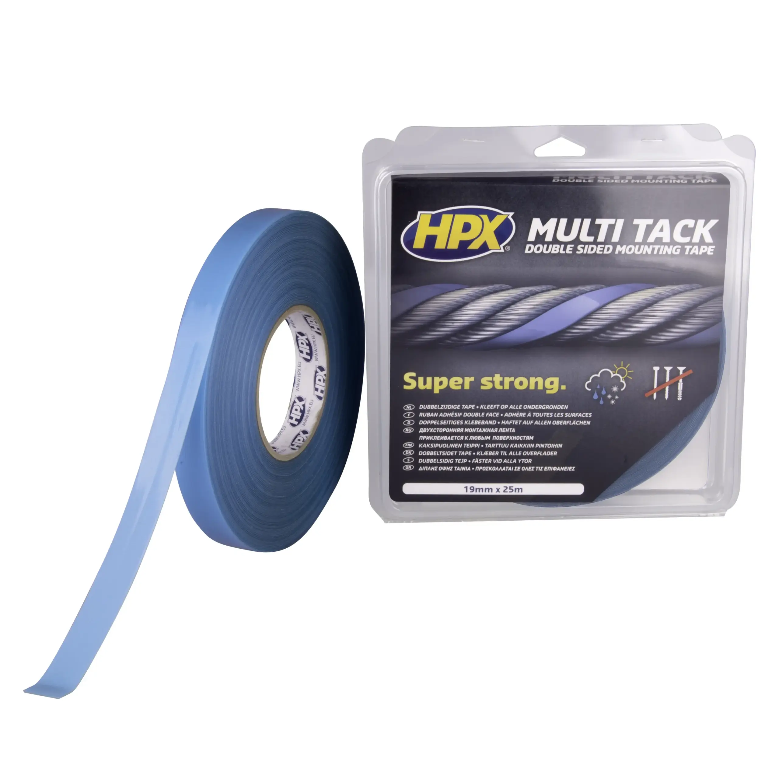 Dubbelzijdige Multi-tack tape – semi-transparant 19mm x 25m