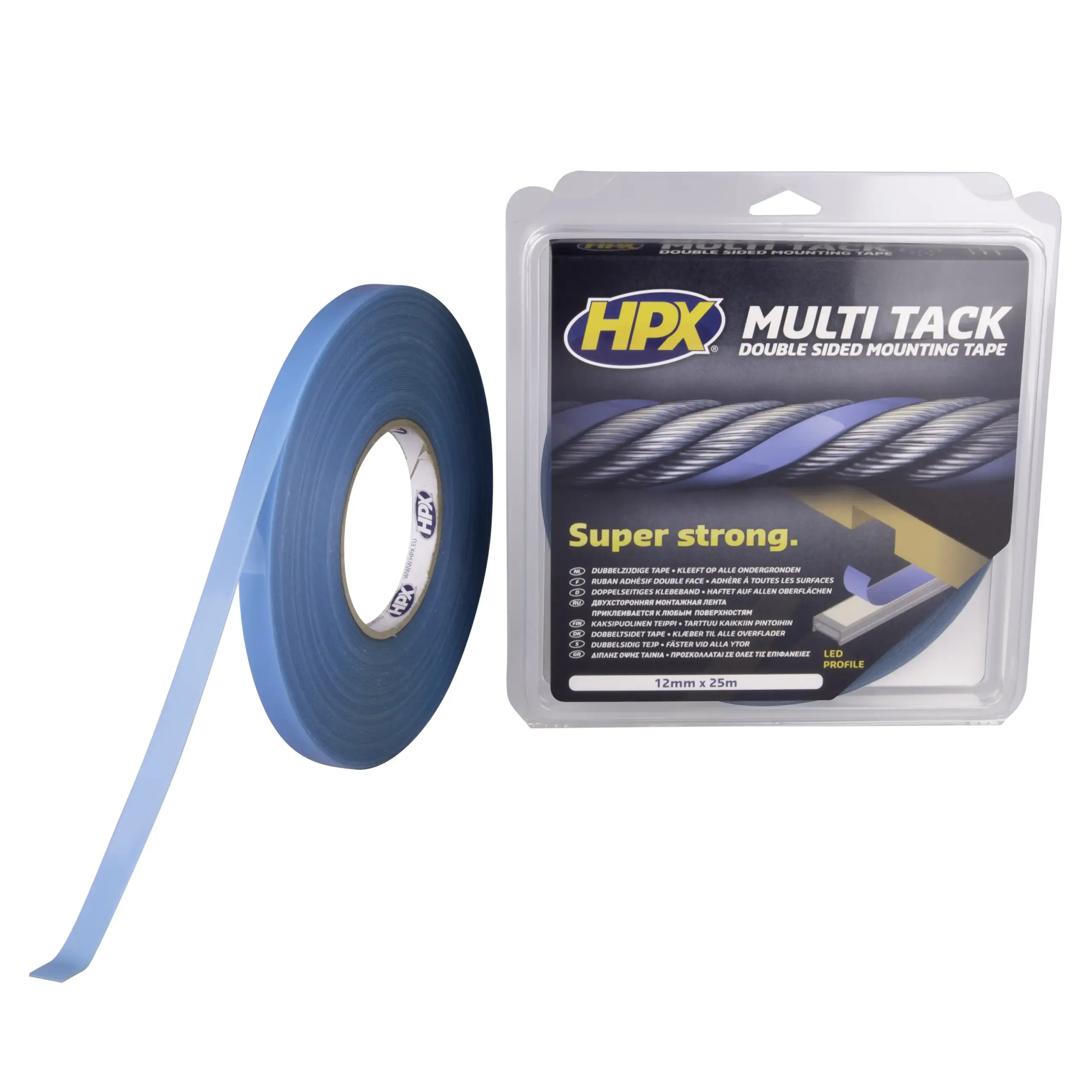Dubbelzijdige Multi-tack tape – semi-transparant 12mm x 25m