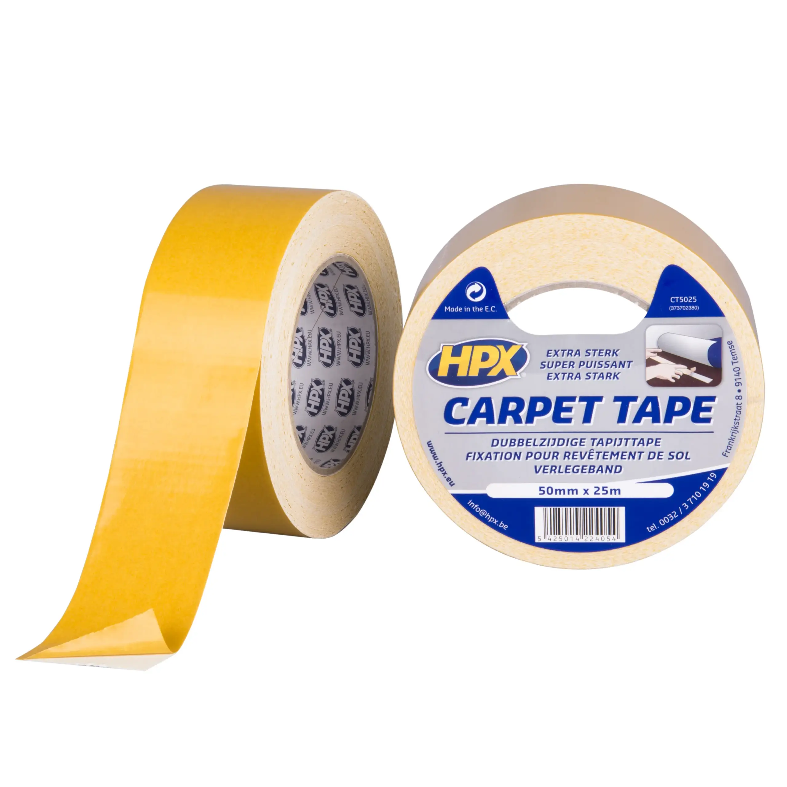 Dubbelzijdige tapijttape – wit 50mm x 25m