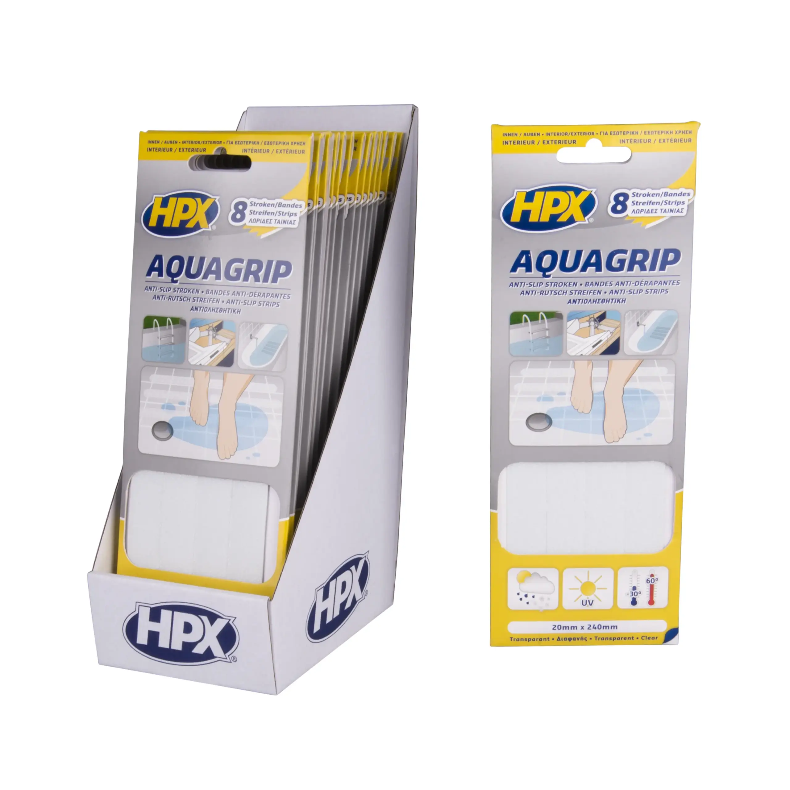 Aqua Grip anti-slip tape (8 stuks) – transparant 20mm x 240mm
